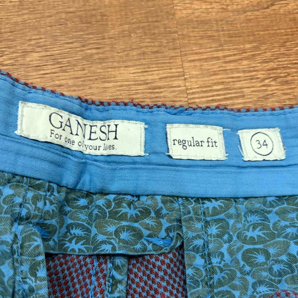 Ganesh Blue Micro-Pattern Flat Front Shorts - Picture 3 of 3